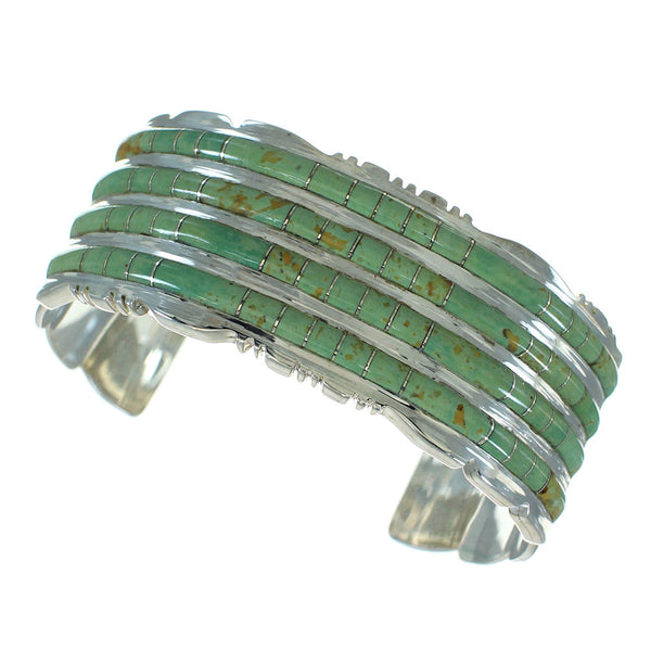Turquoise Inlay Southwest Sterling Silver Cuff Bracelet AX77967